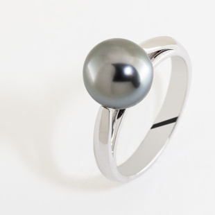 MODÈLE SOLI- Bague Perle de Tahiti or blanc