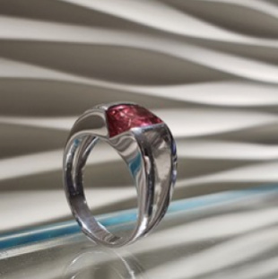 Bague ALIA  or blanc et tourmaline rose